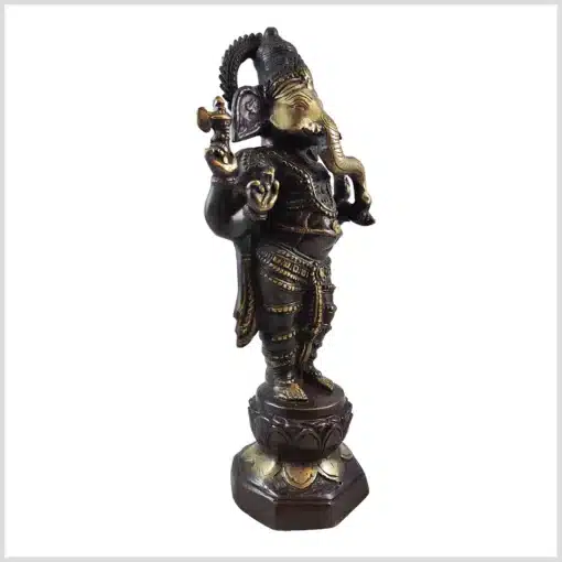 Stehender Ganesha 38cm 3,9kg Kupferantik Farbig Aus Messing hergestellt rechte