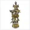 Stehender Krishna mit Flöte aus Messing gefertigt und mit Silber verziert Vorderseite