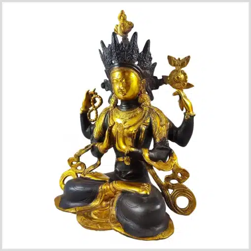 Avalokiteshvara Statue braungold 39cm Messing linke Seite