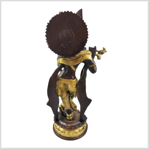 Krishna Statue mit Flöte 28cm 2,5kg Messing verkupfert Rückseite