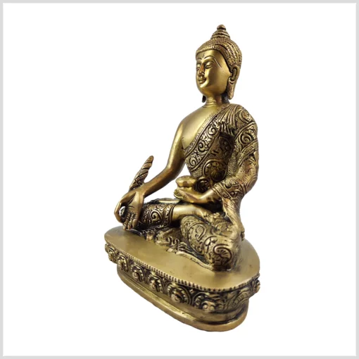 Medizinbuddha Statue 21,5cm 2,3kg Messing linke Seite