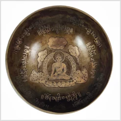 Stirnchakra Klangschale Erdender Buddha Aum Mantra Shankh 667g Draufsicht