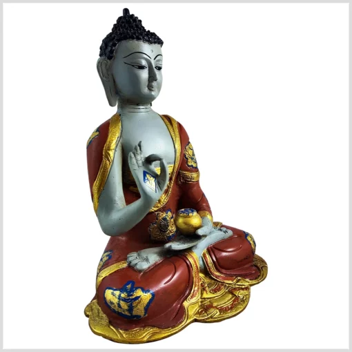 Lehrender Buddha Ashtamangala 25cm 3kg Messing Nepalstil grau rechts