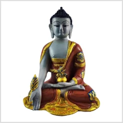 Medizinbuddha Nepalgold grau 25cm 3kg Vorderseite