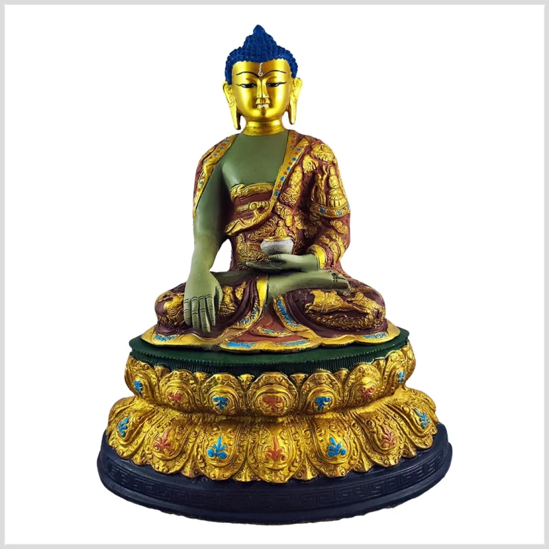 Erdender Buddha auf Lotosthron 40cm 32kg 9,2kg Nepalgold grau vorne