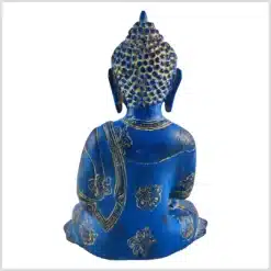 Erdender Buddha Statue aus Messing mit Ashtamangala Symbole auf dem Körper 25cm 3kg blauantik Rückseite