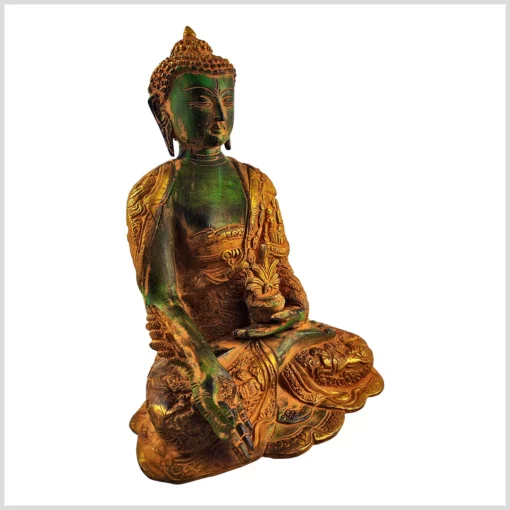 Medizinbuddha 29cm 6kg grüngoldrot antik rechts