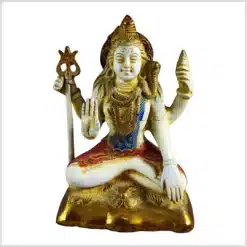 Sitzender Shiva 17cm 11cm goldweiß bunt Vorderseite